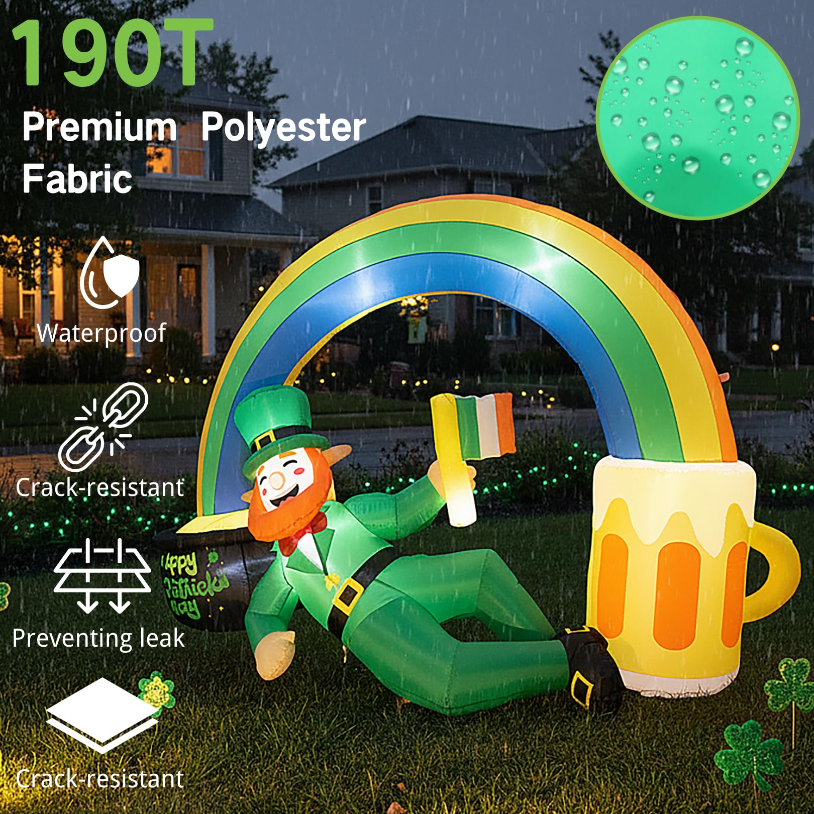 Zeepair illuminated at night with LEDs for bright evening St. Patrick's display