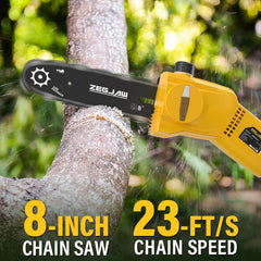 ZEGJAW close-up of 8-inch chain and bar demonstrating cutting quality