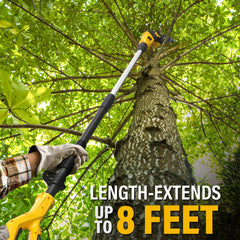 ZEGJAW saw extended cutting high branch showing 13-foot reach benefit
