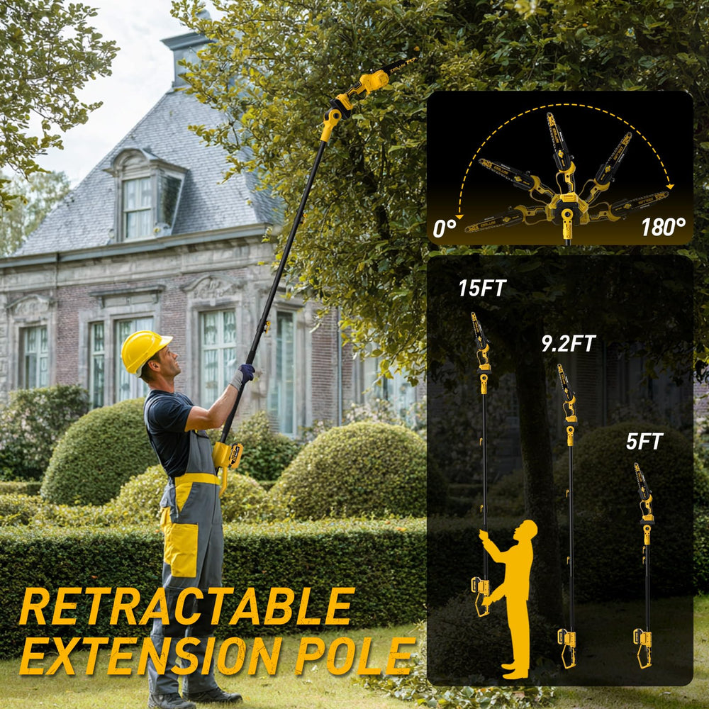 ZEGJAW telescopic pole extended to show reach and safer trimming