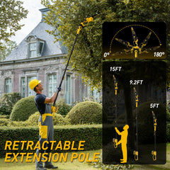 ZEGJAW telescopic pole extended to show reach and safer trimming