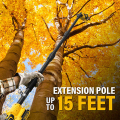 ZEGJAW pole saw with extension tube attached demonstrating extended reach advantage