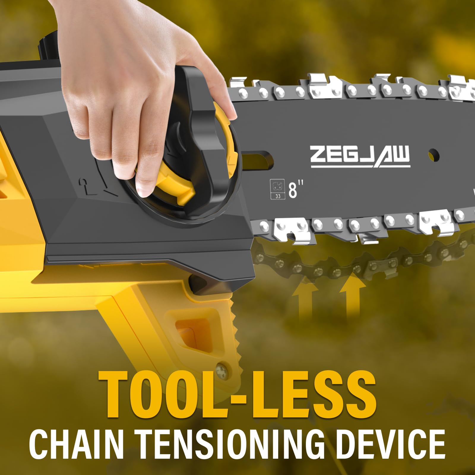 ZEGJAW pole saw with shoulder strap in garden lifestyle scene enhancing comfort advantage
