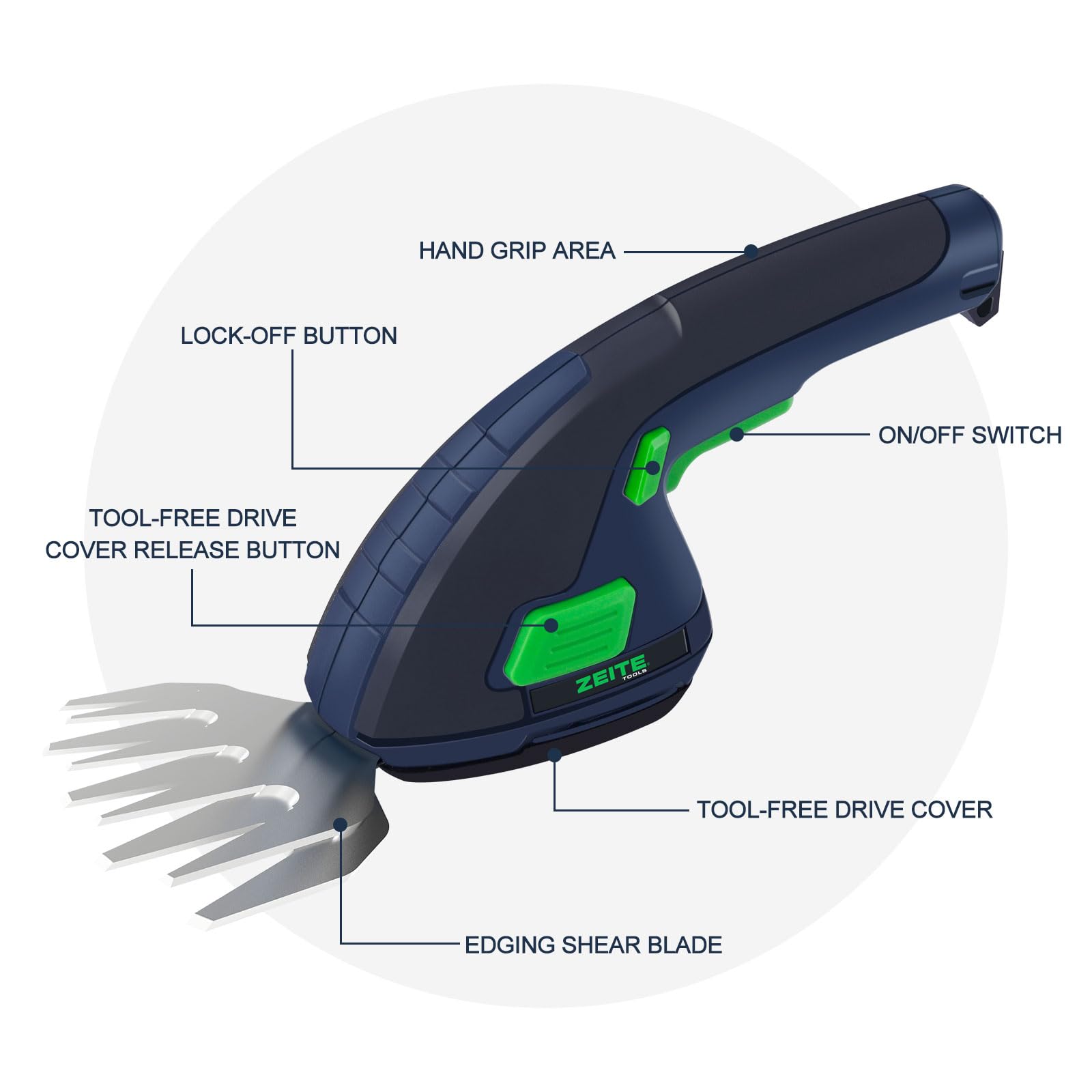 ZEITE handle with safety lock switch for secure operation and control