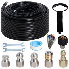 Zejoot front packaging showing complete sewer jetter kit with accessories for fast setup