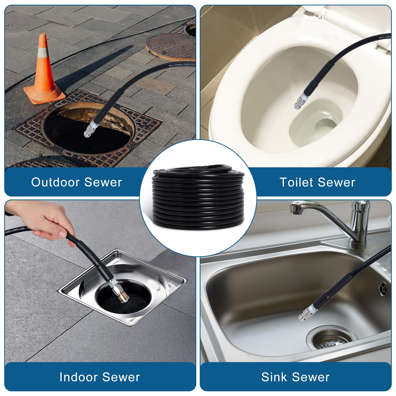 Zejoot rotating nozzle spraying to illustrate even pipe wall cleaning and improved flow