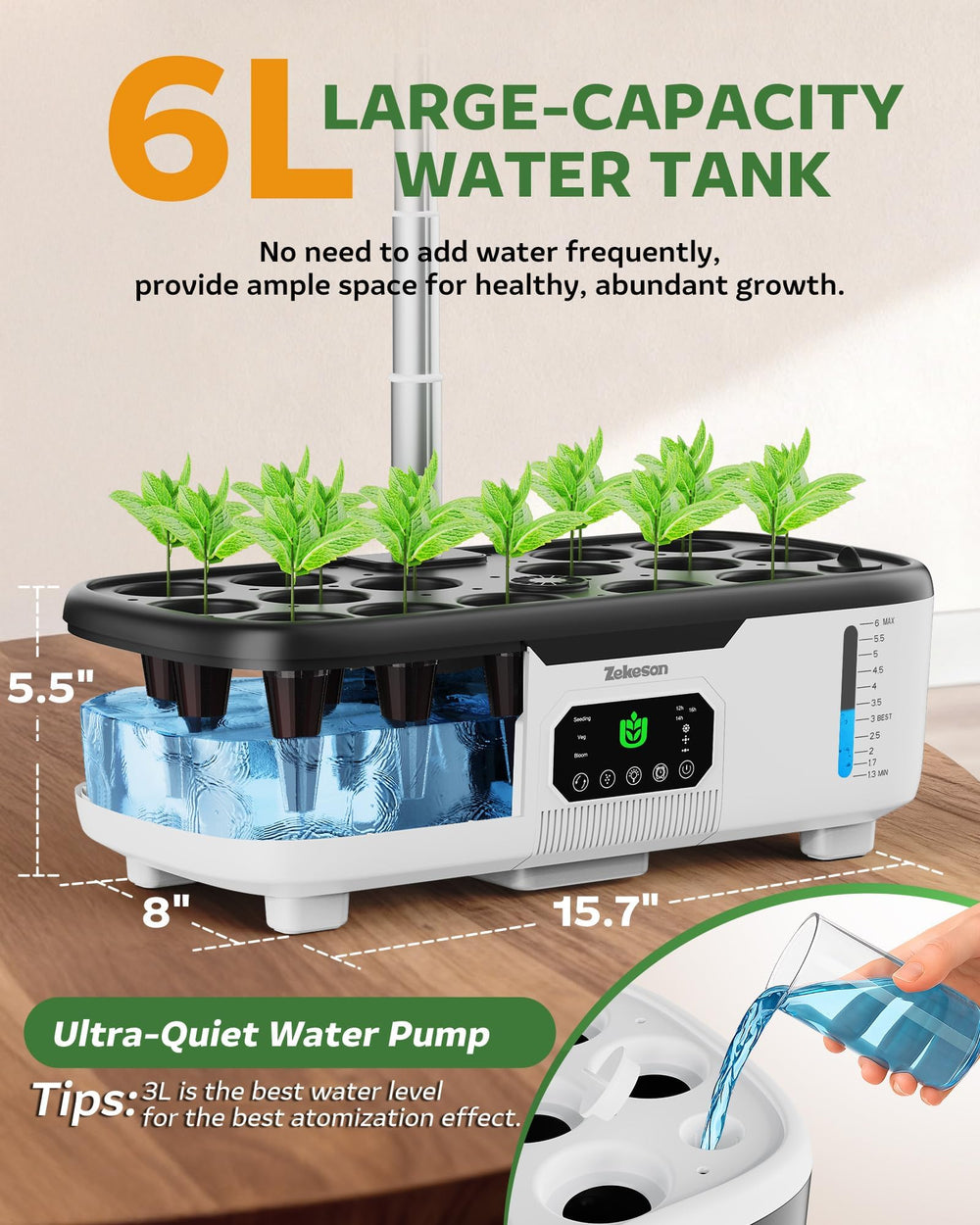 Zekeson included grow baskets sponges and nutrients showing ready-to-start convenience