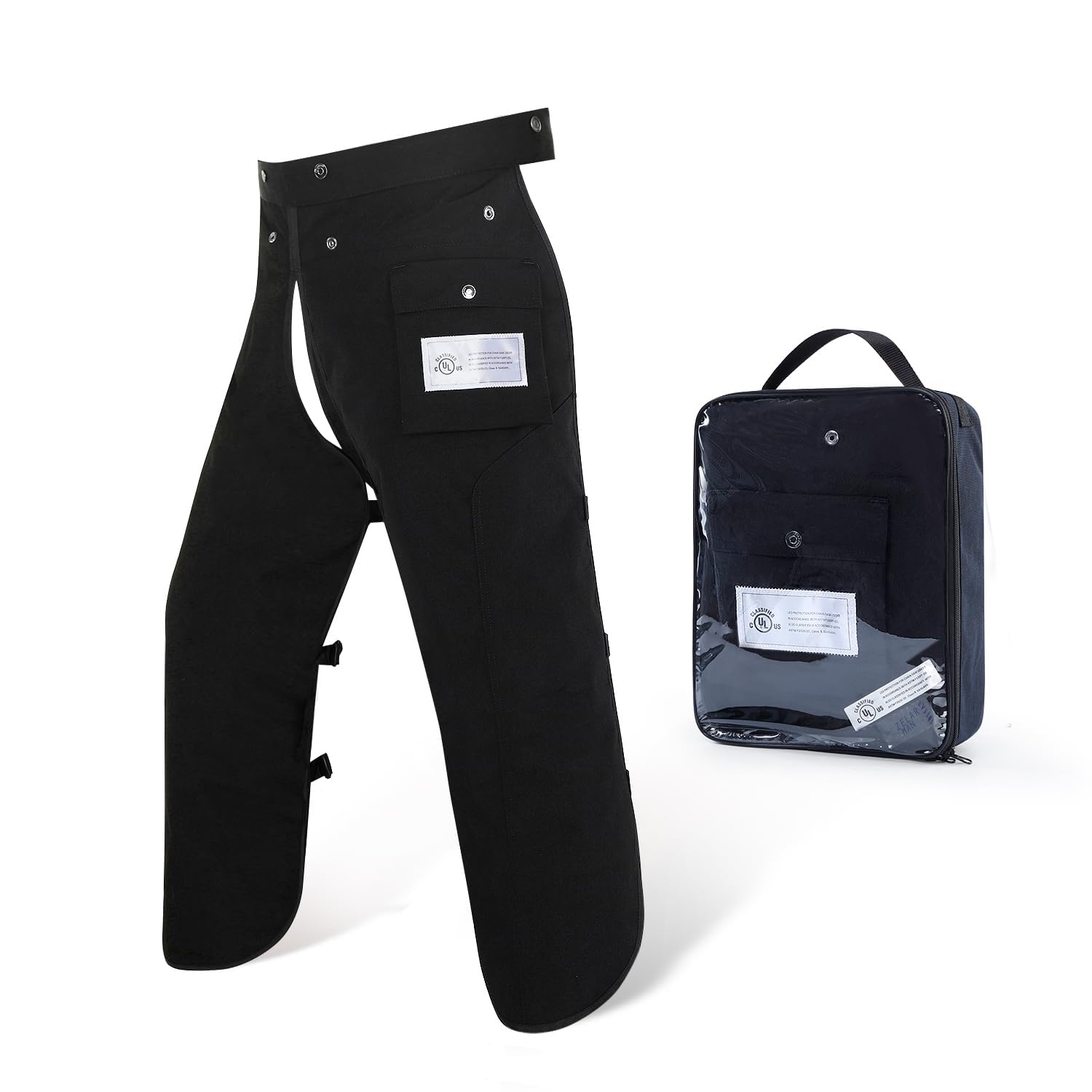 ZELARMAN front apron view showing full waist-to-ankle protection and coverage benefit