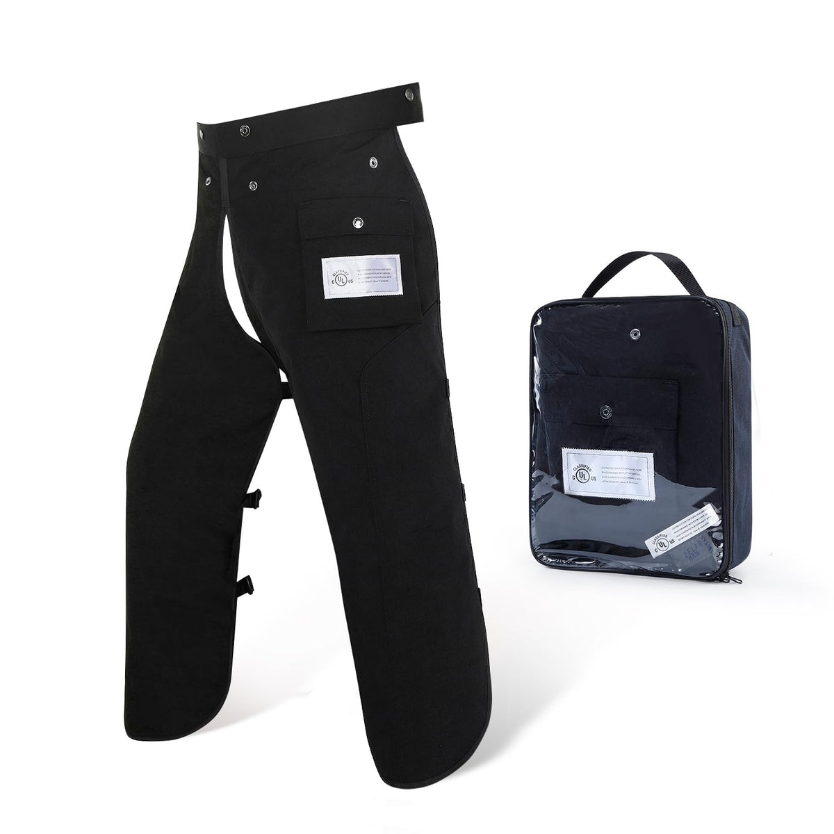 ZELARMAN front apron view showing full waist-to-ankle protection and coverage benefit