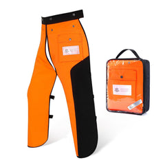 ZELARMAN front apron chaps showing full waist-to-ankle coverage and protection benefit