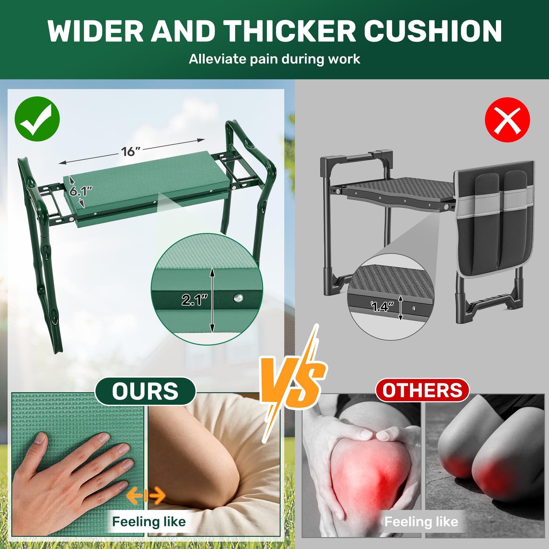 Zelurelle handle and alloy steel leg detail for safe standing assistance
