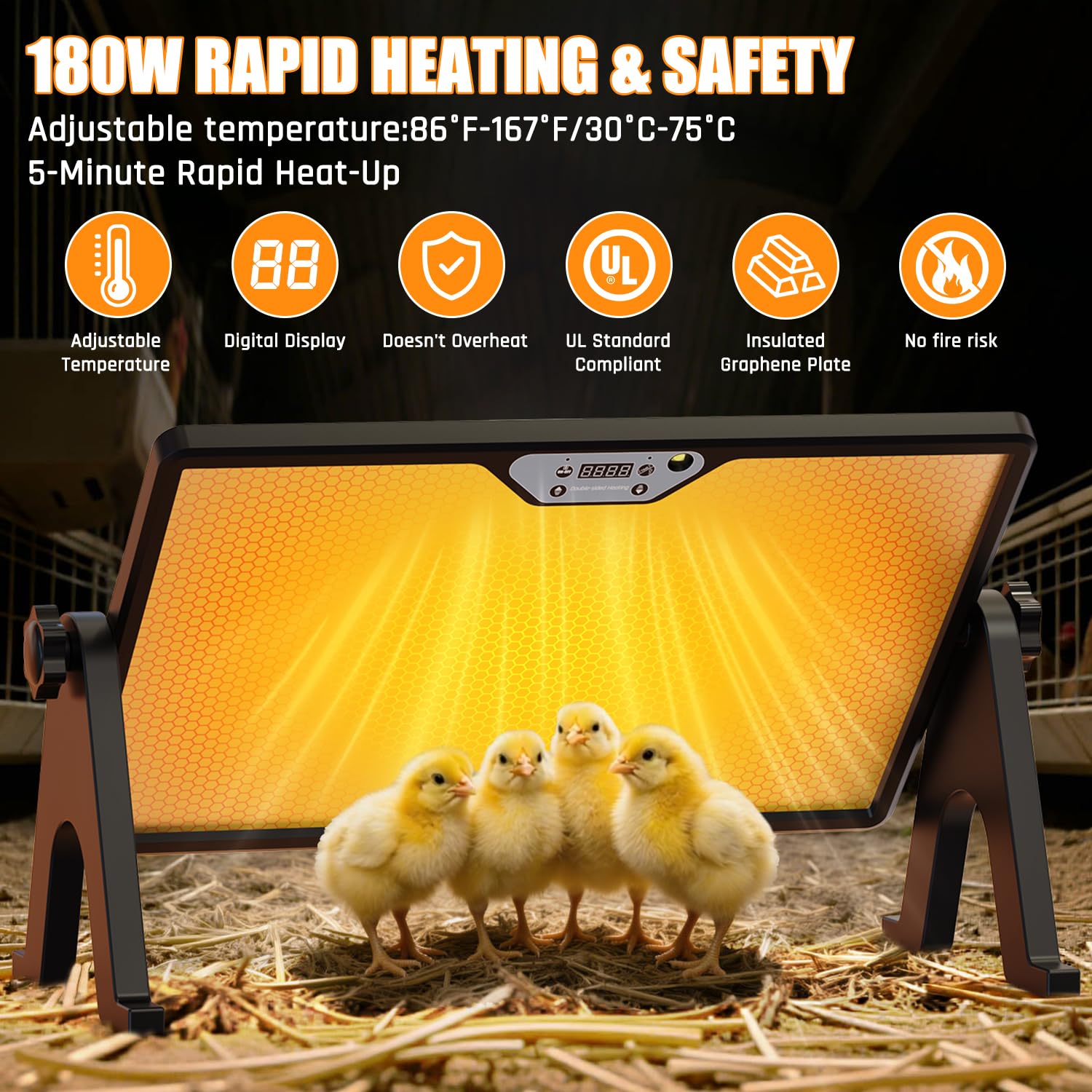 Zelvia brooder plate LED display showing set temperature for monitoring