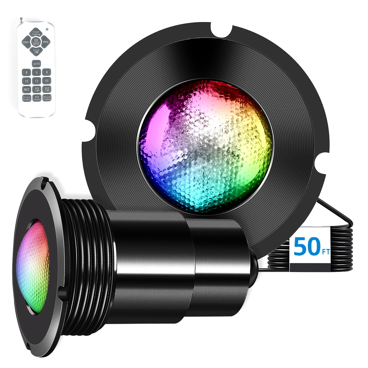 Zenhagu front view pool light showing compact nicheless design and bright output