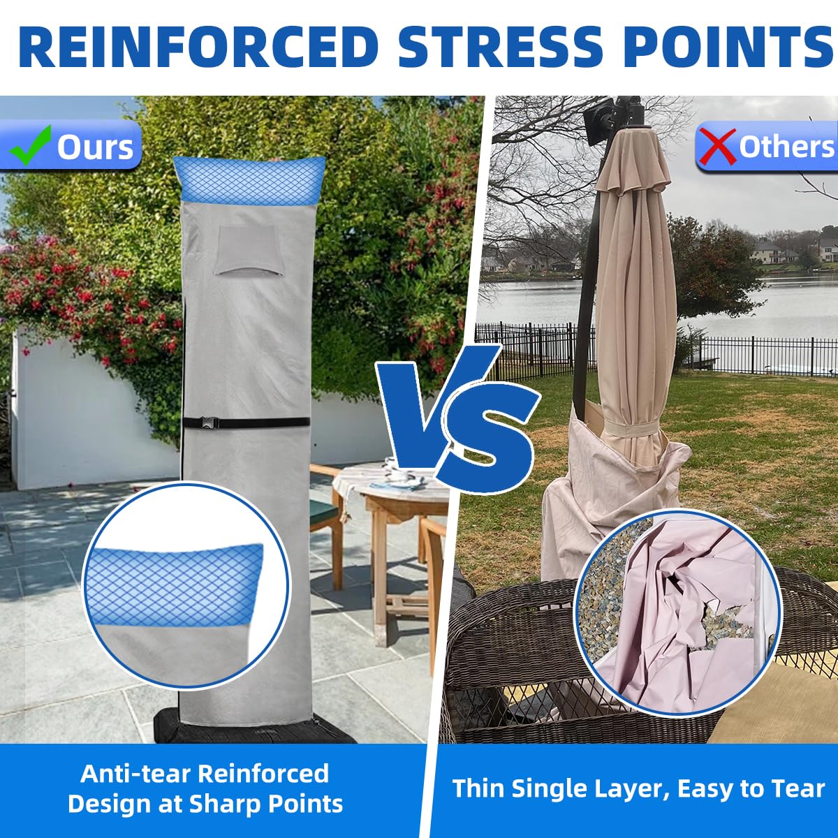 Zenicham adjustable drawstring and webbing securing cover against wind