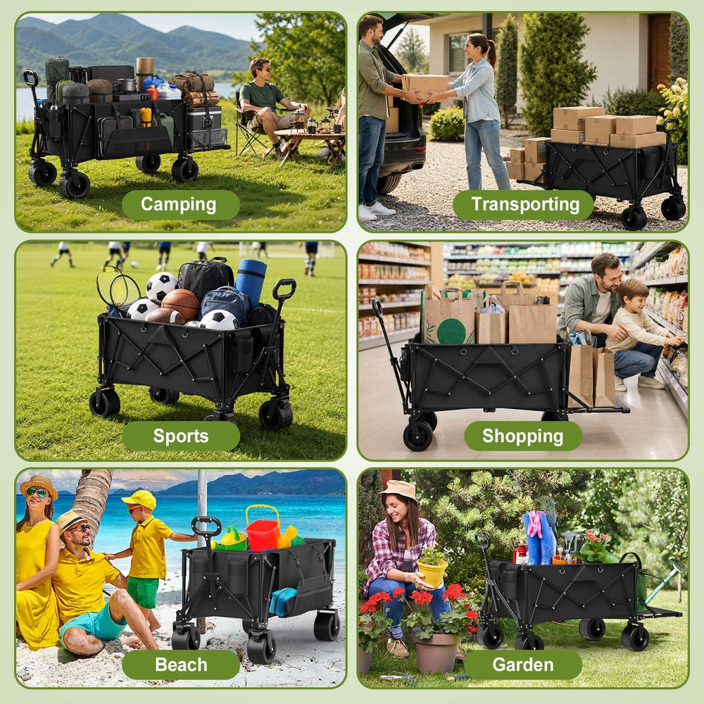 ZENPETIO folded wagon in car trunk showing compact storage convenience