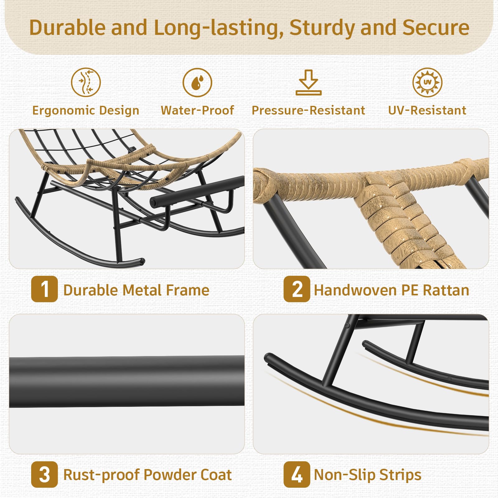 ZENPETIO powder-coated steel frame base showing sturdy construction and stability