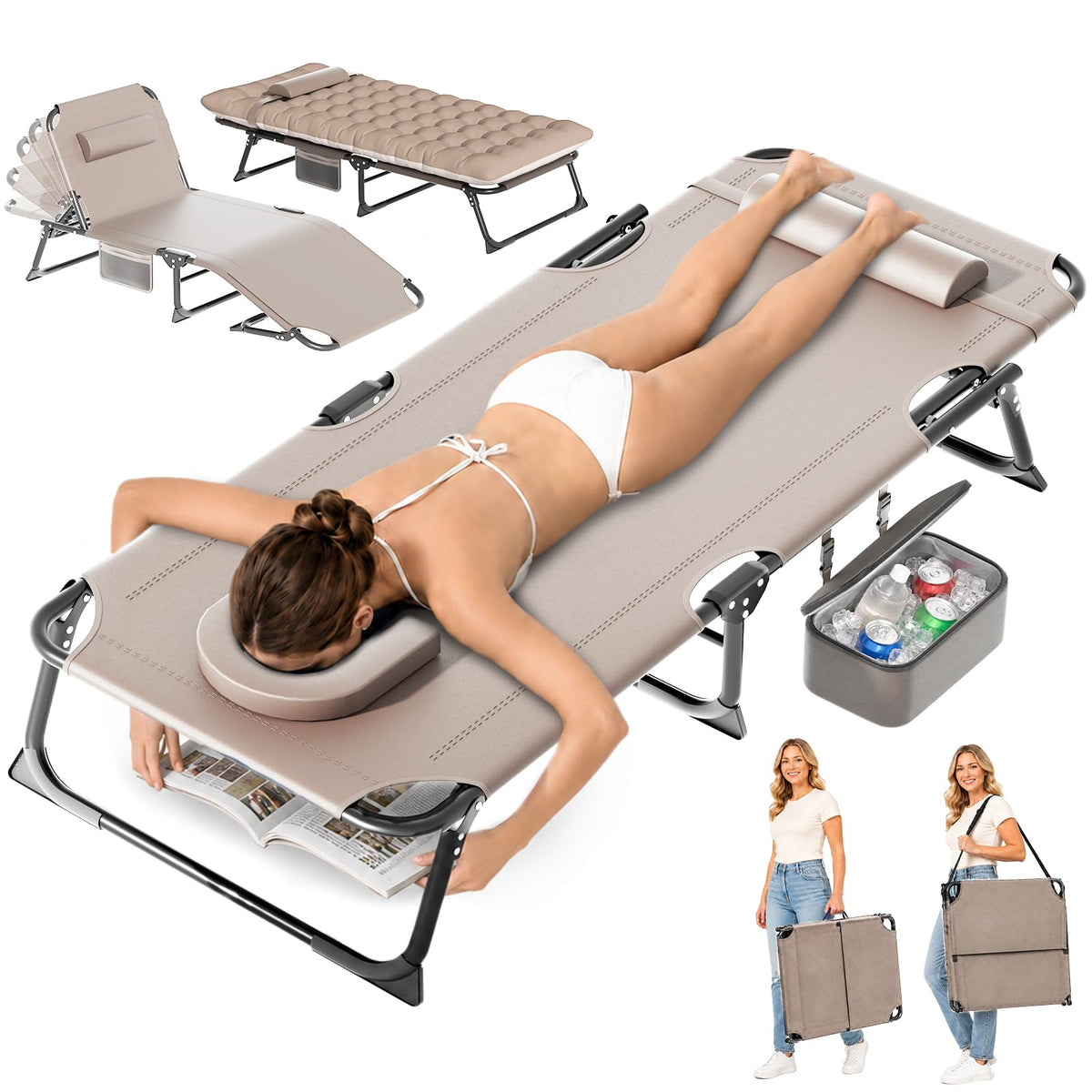 ZENPETIO front view open showing ergonomic lounge and adjustable positions benefit comfort