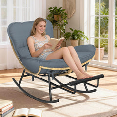 ZENPETIO front view showing oversized papasan rocker and plush cushion for comfort