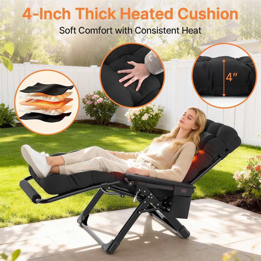 ZENPETIO chair in patio setting showing heated comfort for outdoor lounging