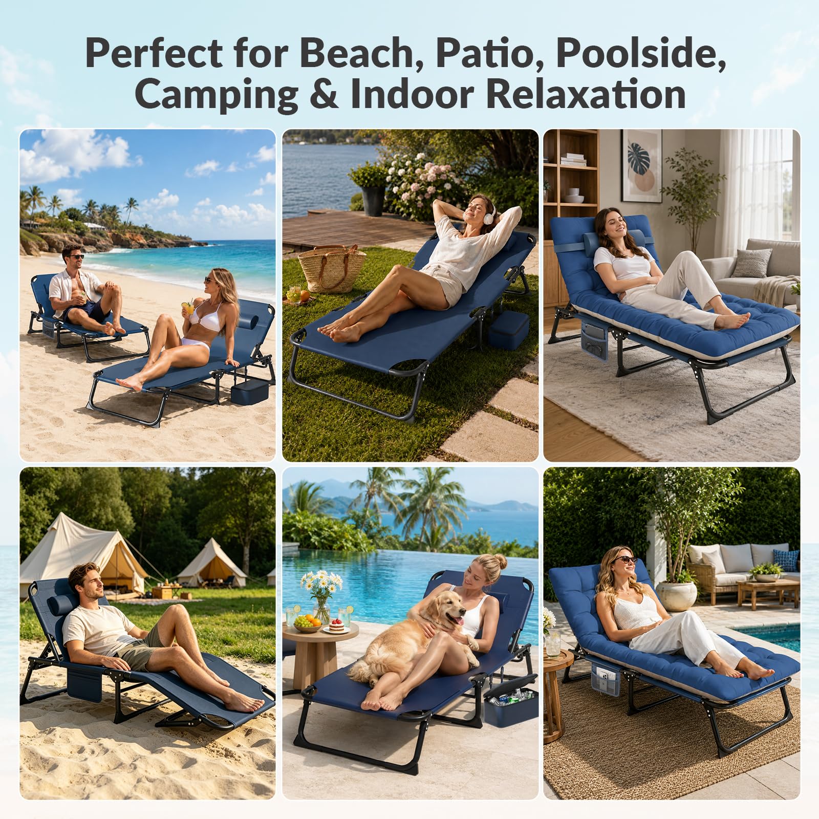 ZENPETIO poolside in recline position demonstrating sunbathing use