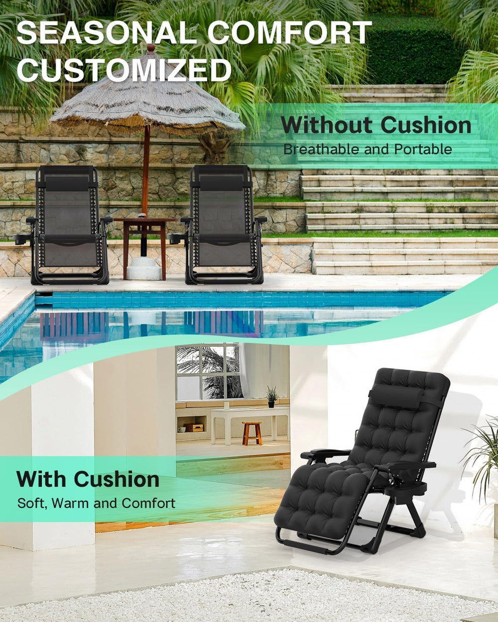 ZENPETIO chair in use on a patio highlighting comfort and relaxation benefit
