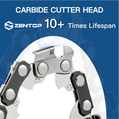 ZENTOP close-up of carbide cutter tips showing long-lasting sharpness benefit