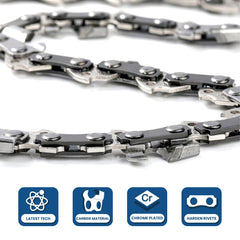ZENTOP chain mounted on a 16" bar showing precise fit and smooth cutting benefit