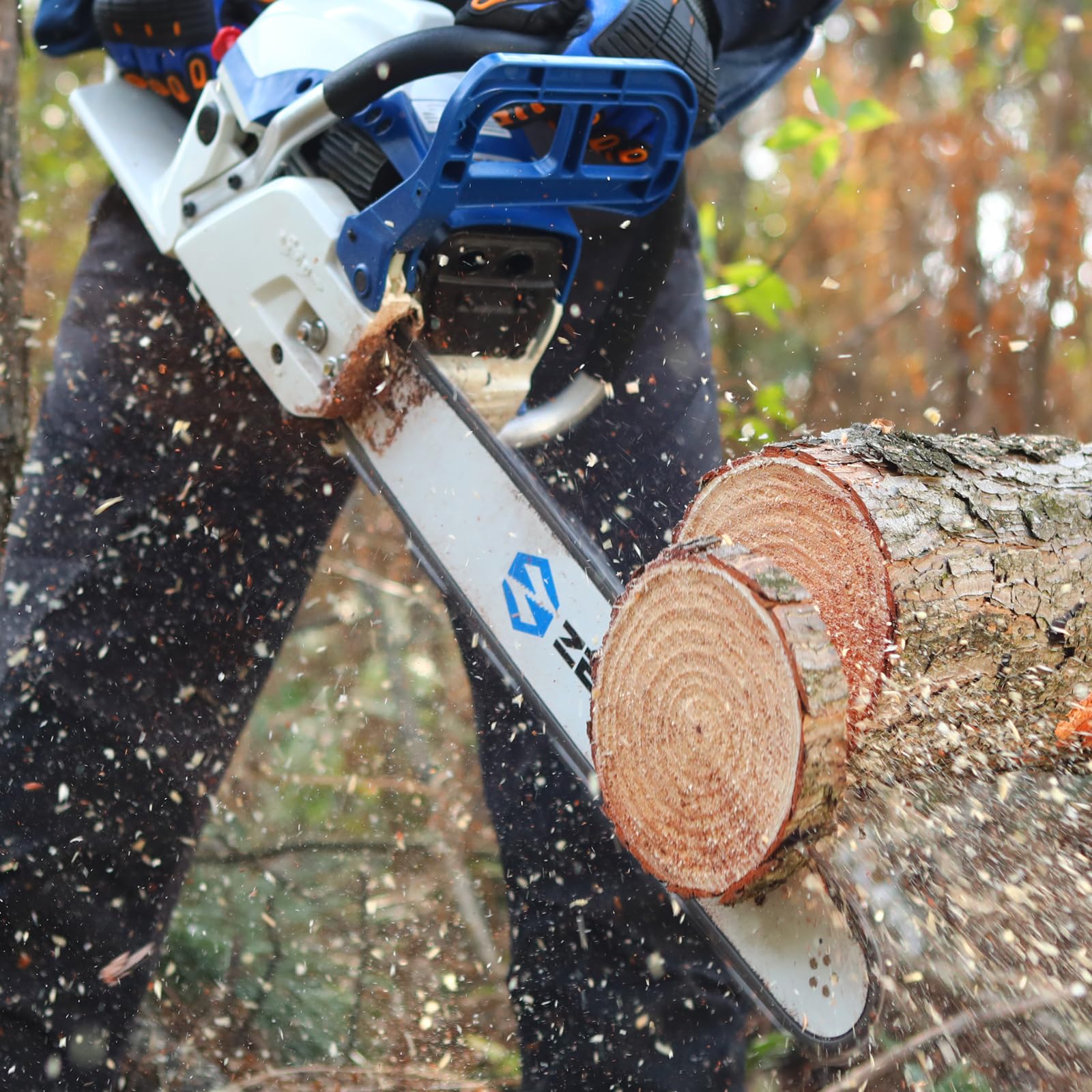 ZENTOP chain in outdoor woodcutting scene showing reliable performance benefit