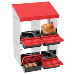 ZenxyHoC front view of red two-tier nesting box shows organized egg compartments and easy access