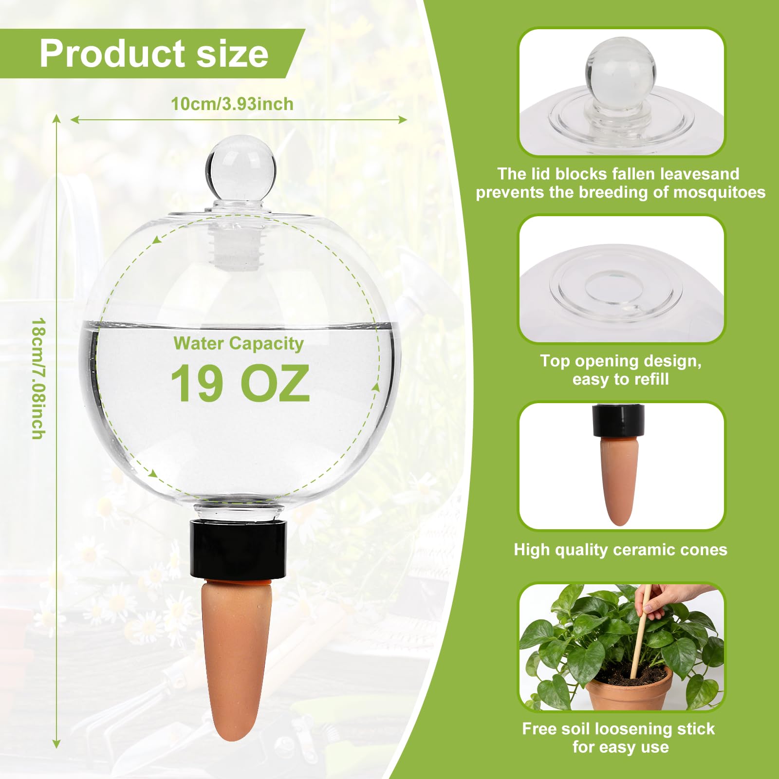ZephyrBloom terracotta stake close-up reveals porous texture for steady water release