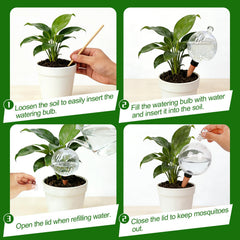ZephyrBloom globe inserted in potted plant demonstrating steady hydration while away