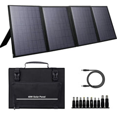 ZeroKor folded front view showing compact portable solar panel and easy storage benefit