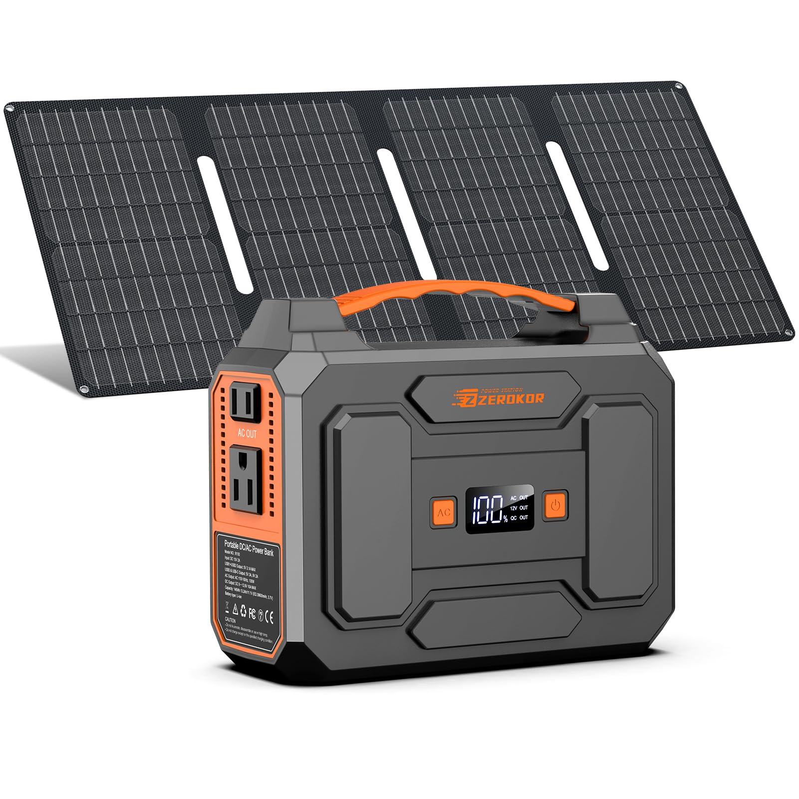 ZeroKor front view showing compact power station and benefits of portable power