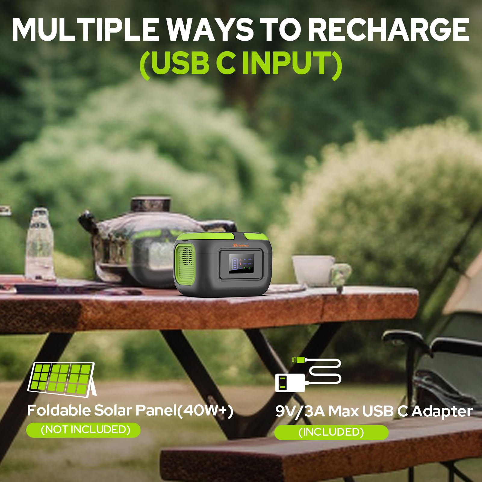 ZeroKor LED flashlight illuminated in three modes for campsite visibility