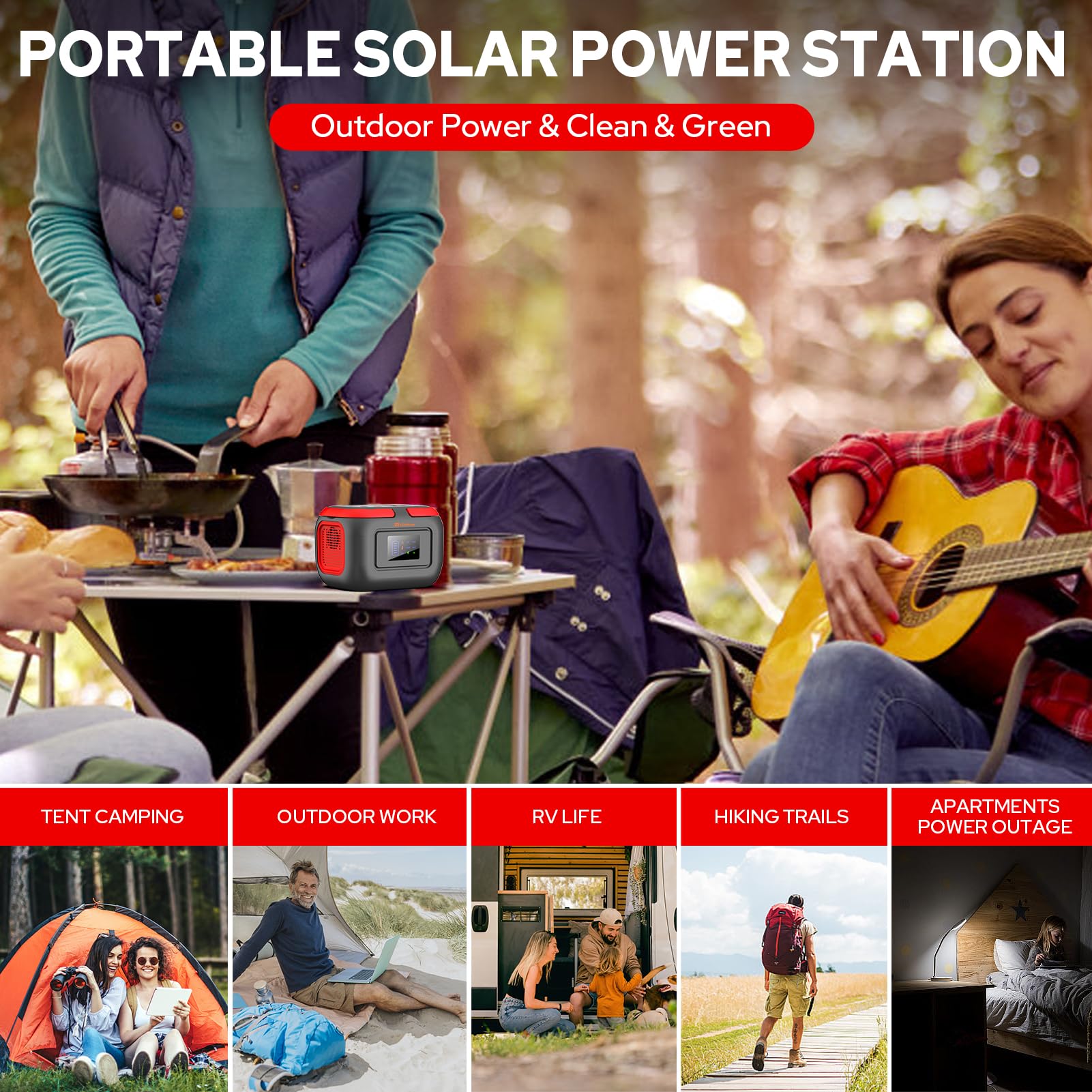 ZeroKor beside a tent to show outdoor use and dependable campsite power