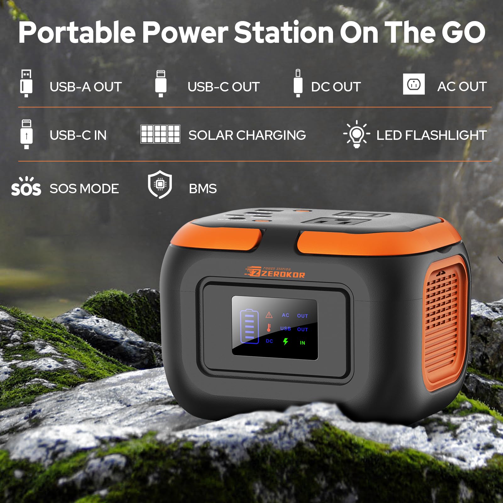ZeroKor top display panel showing battery status for quick checks