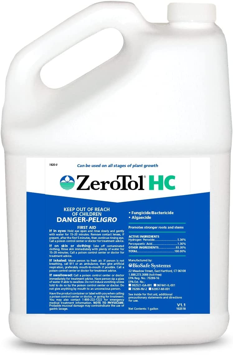ZeroTol HC one-gallon bottle front label showing product and safe use benefits