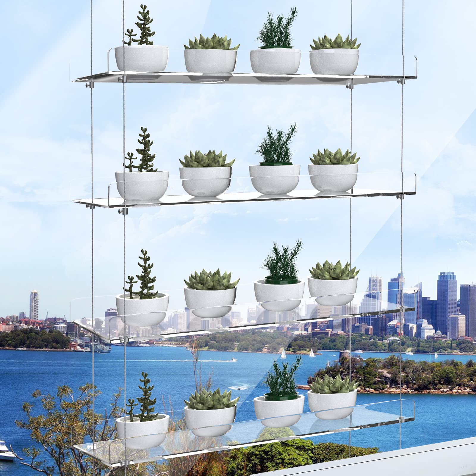 ZerzSemp front view of 4-tier acrylic shelf showing clean display and space saving