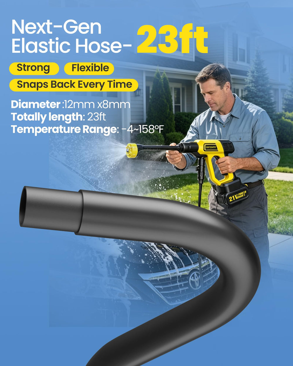 ZestZenith 23ft hose with weighted filter head for stable water intake and tangle reduction