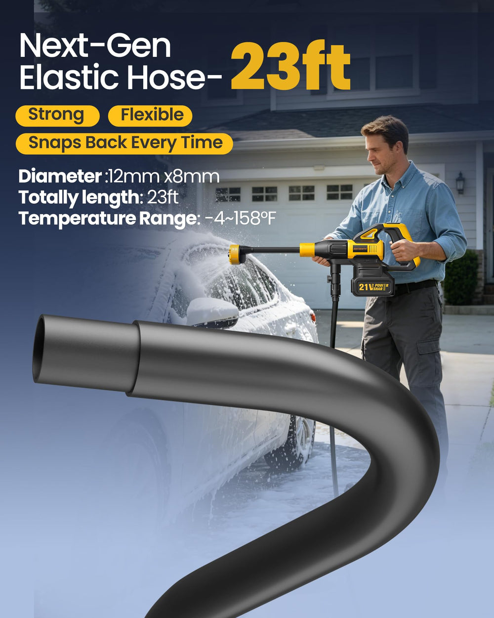 ZestZenith in use washing a car demonstrating cordless convenience