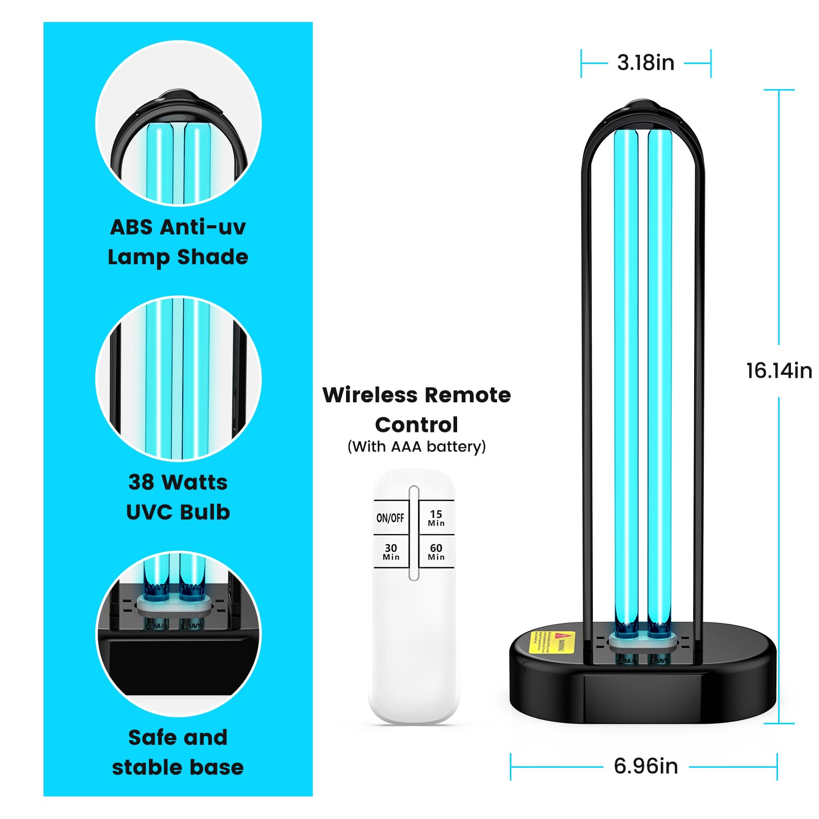 ZETAWALE lamp base and controls illustrating quiet operation benefit