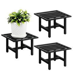 ZETONIQ front view of black heavy duty plant stand showing sturdy design benefit