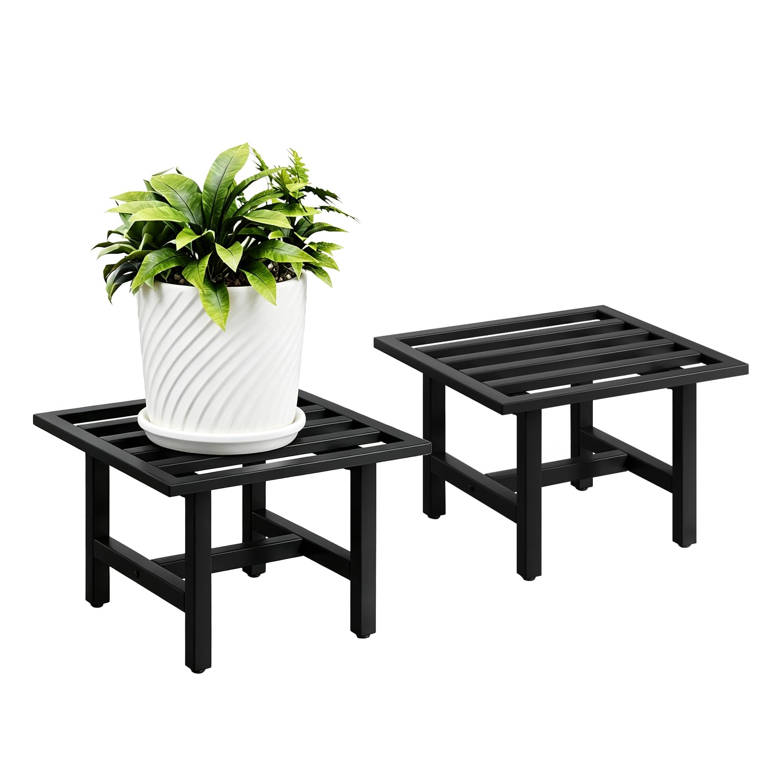 ZETONIQ front view of both plant stands showing sturdy support and clean design