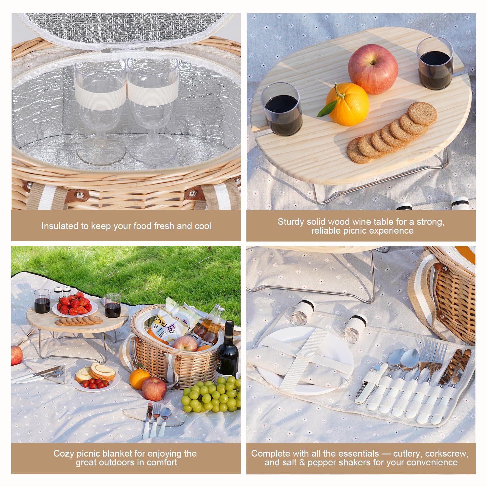 Zettfuly cutlery and plates arranged for two for convenient outdoor meals