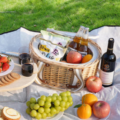 Zettfuly service for four arrangement showing glasses, napkins and ready-to-serve convenience