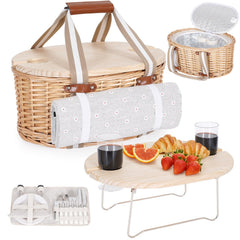 Zettfuly wicker basket front view showing organized storage and portability