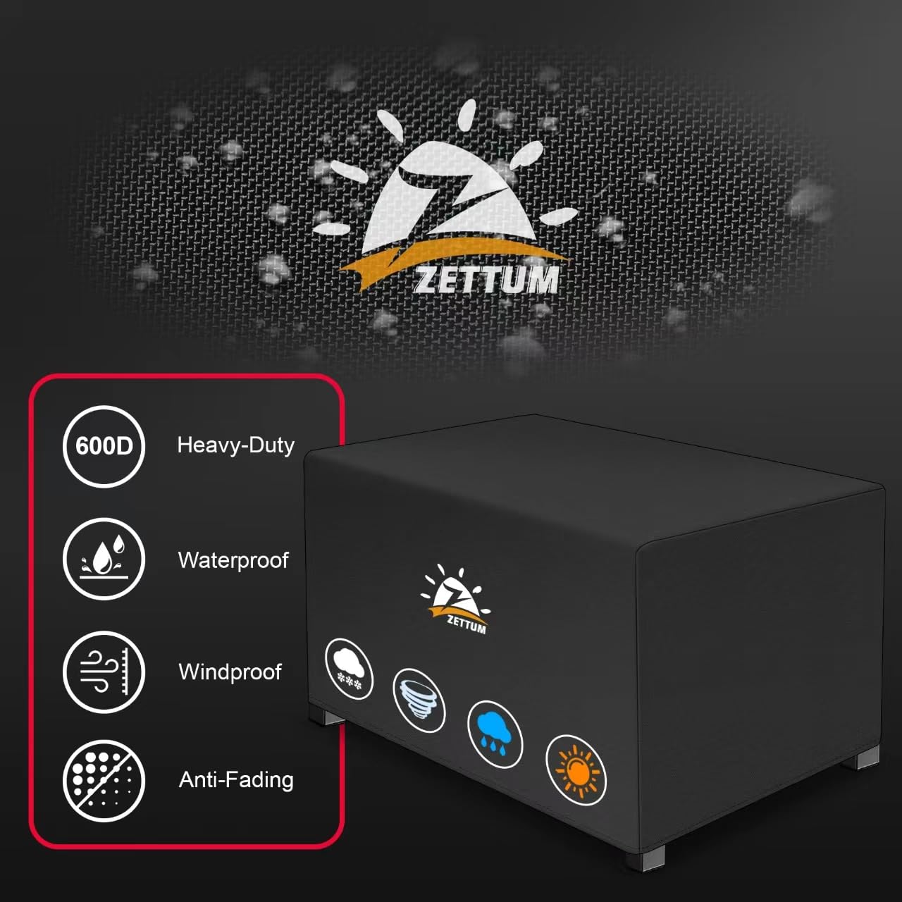 Zettum quick-release buckle and elastic cord, secures cover in wind
