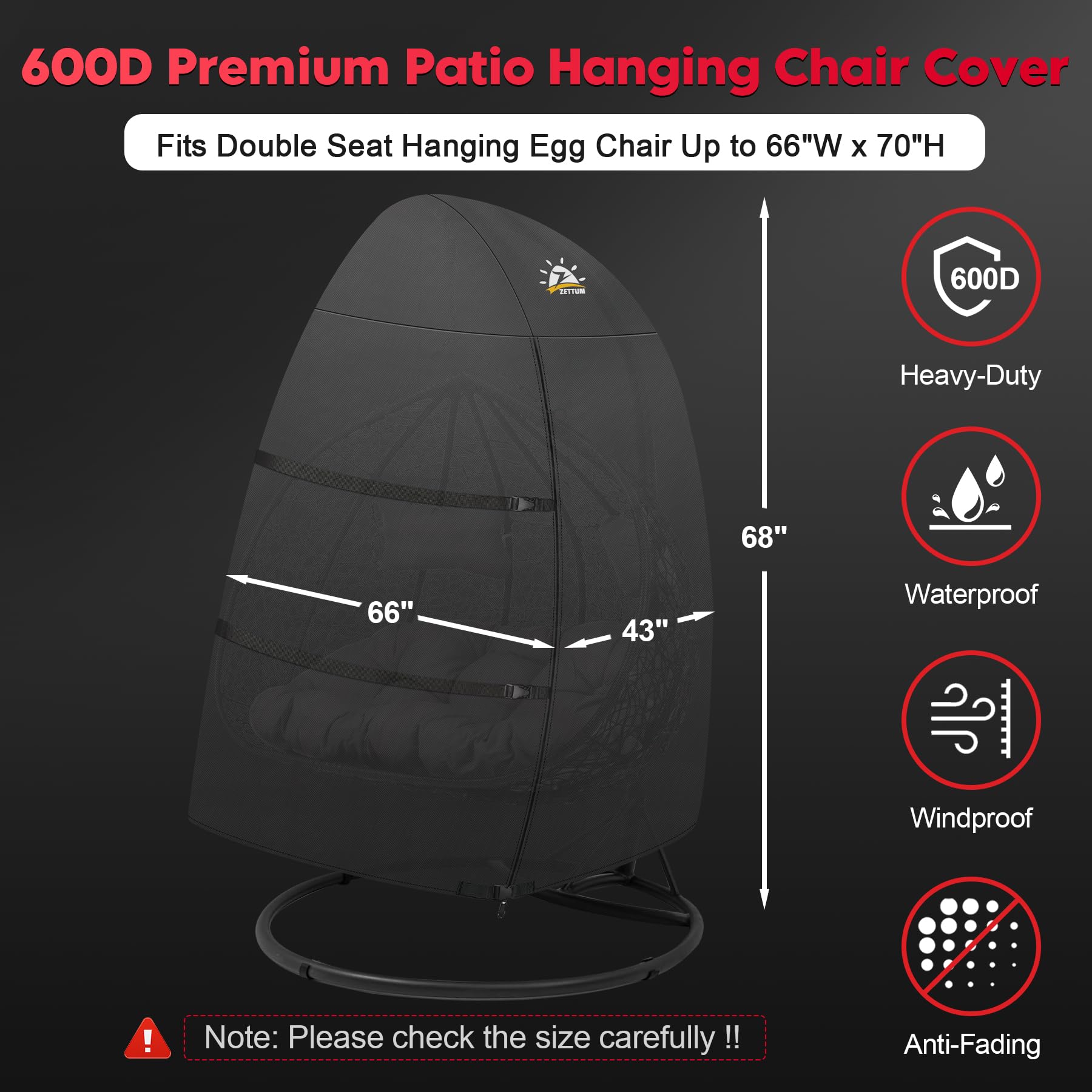 Zettum close-up of 600D fabric texture, durable protection against wear