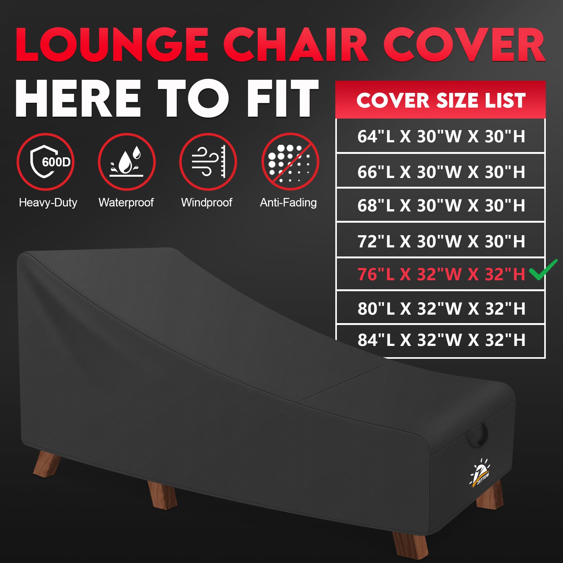 Zettum cover on chaise lounge demonstrating waterproof protection benefit