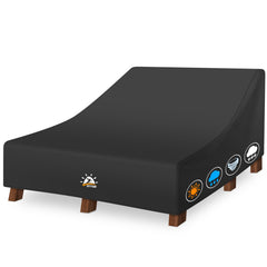 Zettum front view of double chaise cover showing full fit and weather protection